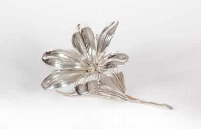 null Service à crustacés en métal argenté en forme de fleur à éléments amovibles,...