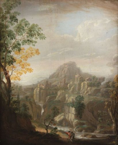 null École française, vers 1780

Ruines dans un paysage animé

Deux huiles sur panneaux

(fentes...