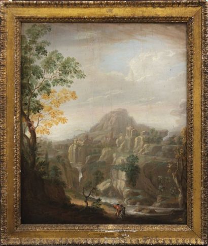 null École française, vers 1780

Ruines dans un paysage animé

Deux huiles sur panneaux

(fentes...