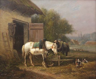null CORLES (XIXème siècle)

Chevaux de trait au repos

Huile sur toile - Signée...