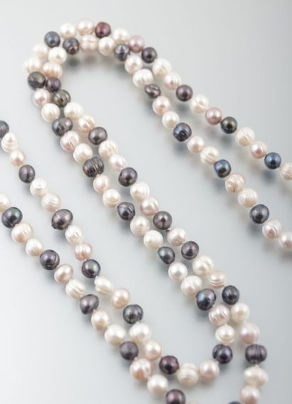 null Long sautoir de perles d'eau douces blanches et noires

Long. : 140 cm