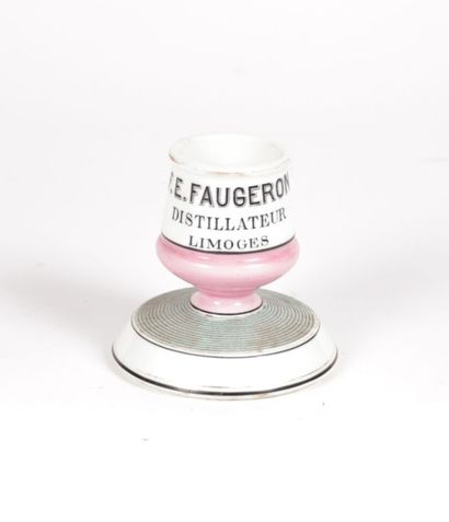 null Pyrogène publicitaire en faïence marqué F.E.Faugeron distillateur Limoges spécialité...