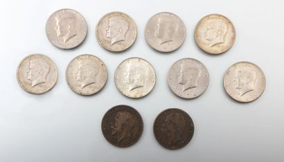 null Lot comprenant 8 demi dollar des années 1964,1965,1967,1968,1969, 1974(x2),...