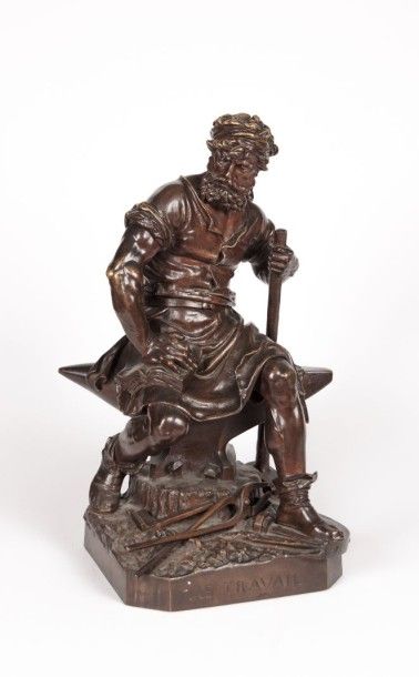null LE BOURG Charles-Auguste (1829-1906), d'après

Le Travail

Bronze à patine brune

Signé...