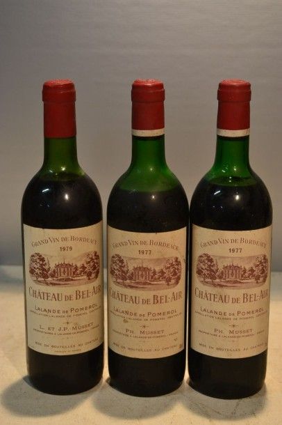 null 3 Blles	CH. DE BEL-AIR	Lalande de Pomerol	

	1 blle de 1979, 2 blles de 1977.		

	Et....