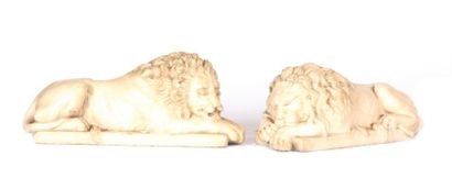 null CANOVA Antonio (1757-1822) d'après

Paire de lions en marbre blanc de Carrare,...