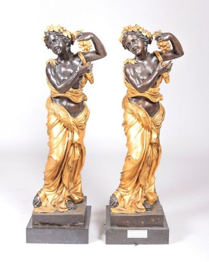 null PRADIER Jean Jacques (1792-1852) d'après
Paire de sculptures en bronze à patine...