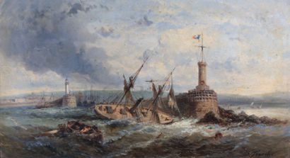 null FONECHE André (XIXème - XXème siècle)

Navire en naufrage à l'entrée de la rade

Huile...
