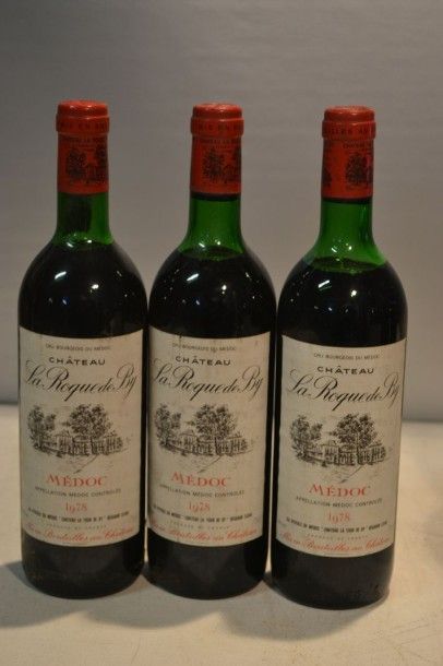 null 3 Blles	CH. LA ROQUE DE BY	Médoc CB	1978

	Et. un peu tachées. N : 1 limite...