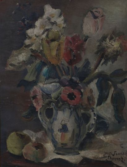 null THOMAS Jean-François (1894-1939)

Nature morte aux tulipes, pavots et fruits

Huile...