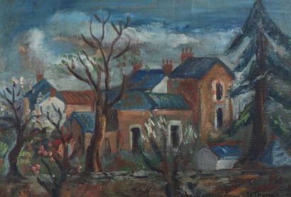 null THOMAS Jean-François (1894-1939)

Paysage aux toits bleus

Huile sur toile

Signée...