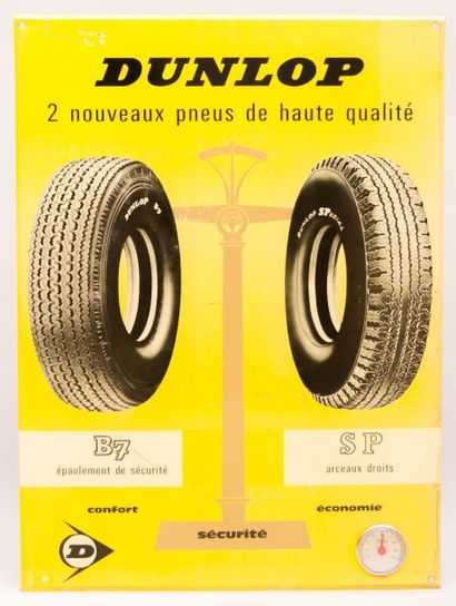 null Plaque imprimée de forme rectangulaire marquée Dunlop "2 nouveaux pneus de haute...