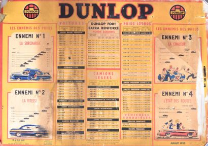 null Affiches en papier présentant les "Ennemis des pneus Dunlop" illustrée d'aprés...