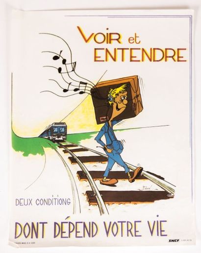 null Lot de sept affiches en couleurs la plupart de la SNCF illustrées d'après Durupt,...