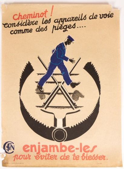 null Lot de sept affiches en couleurs la plupart de la SNCF illustrées d'après Durupt,...
