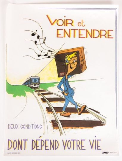 null Lot de huit affiches en couleurs la plupart de la SNCF illustrées d'après Durupt,...