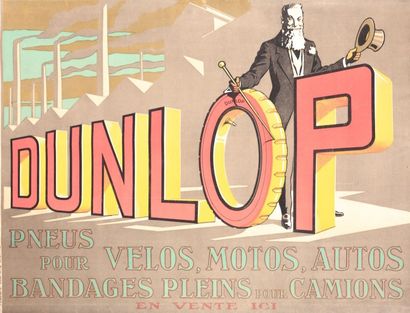 null Affiche en papier marquée "Pneus pour vélos, motos, autos... Dunlop"

(salissures...