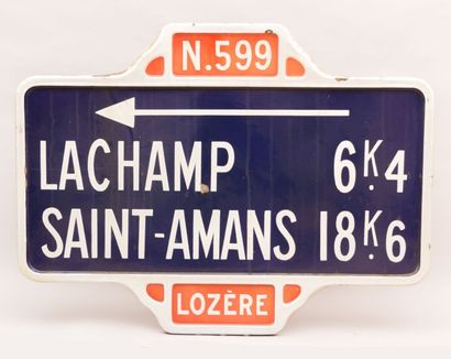 null Plaque émaillée marquée "N 599 - Lachamp - Saint Amans, Lozere"

(état d'usage,...