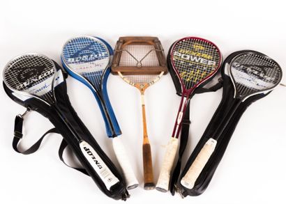 Lot de cinq raquettes de Squash modèles Goblain,...