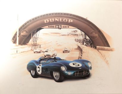 null Lithographie en couleur représentant le Pont Dunlop des 24h du Mans

Numérotée...