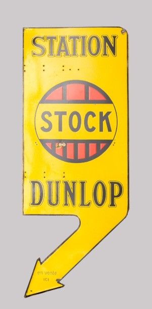 null Enseigne en plaque émaillée recto verso marquée Station Dunlop Stock

(perforation...