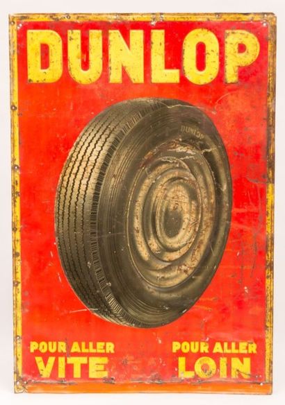null Plaque imprimée de forme rectangulaire marquée "Dunlop Pour aller vite Pour...