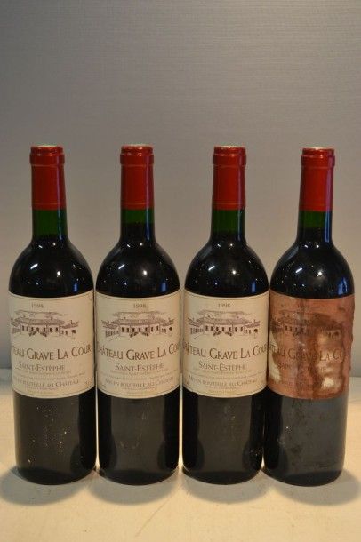 null 4 Blles	CH. GRAVE LA COUR	St Estèphe	1998

	Et.: 3 impeccables, 1 tachée mais...