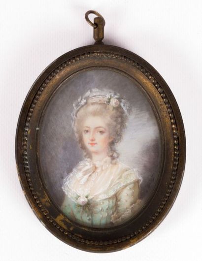 null Ecole française du XIXème siècle

Portrait d'élégante coiffée et parée de roses

Peinture...