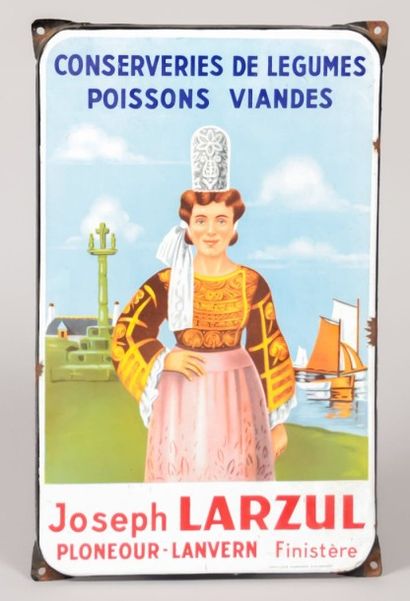 null Conserverie de légumes, poissons, viandes Joseph LARZUL - Ploneour-Lanvern Finistère

Plaque...
