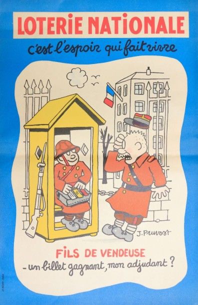null PRUVOST J. - Loterie Nationale - affichette 1956 (une petite déchirure, quelques...