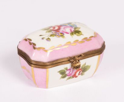 null SEVRES

Boîte en porcelaine en forme de malle à fond rose à décor polychrome...