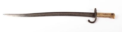 null Sabre-baïonnette réglementaire français modèle 1866 pour fusil CHASSEPOT, poignée...