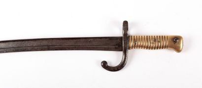 null Sabre-baïonnette réglementaire français modèle 1866 pour fusil CHASSEPOT, poignée...