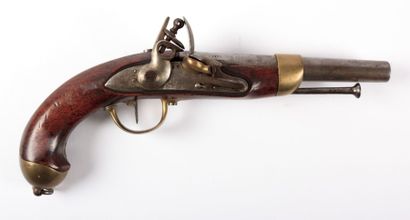 null Pistolet à silex réglementaire modèle 1822, platine à corps plat marquée Mre...
