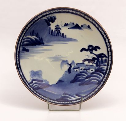 null CHINE

Plat en porcelaine à décor d'un paysage architecturé et lacustre

XIXème...