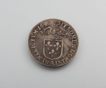 null Douzième d'écu argent, Louis XIII, 2e poinçon de WARIN - Buste du Roi tête laurée,...