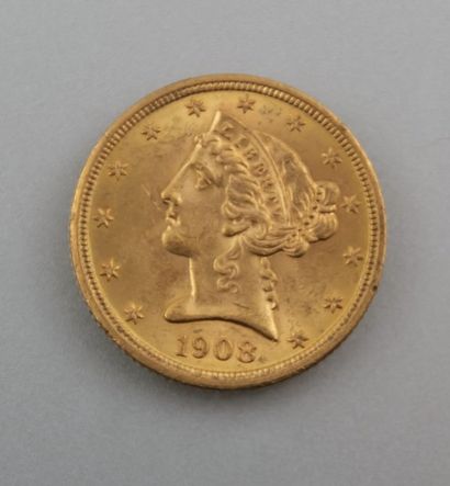 null Pièce de 5 dollars américain en or de 1908

Poids : 8,3 g