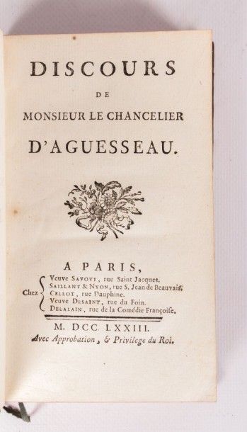 null GUESSEAU, François-Henri d' - Discours de monsieur le chancelier d'Aguesseau...