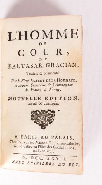 null GRACIAN, Baltasar - L'homme de cour - Paris Paulus du Mesnil 1732 - reliure...