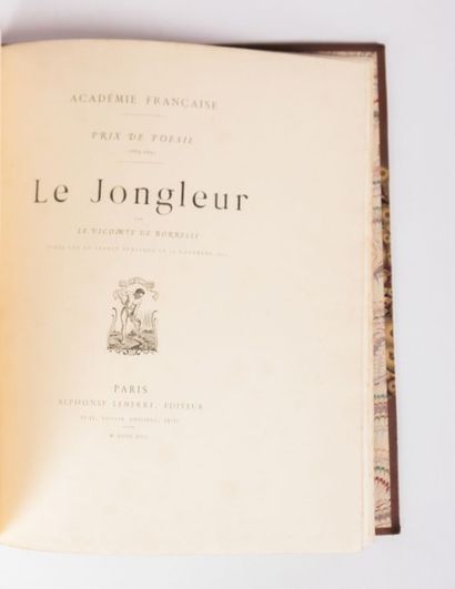 null DE BORRELLI Vicomte de - Le Jongleur - Paris Alphonse Lemerre 1892 - reliure...