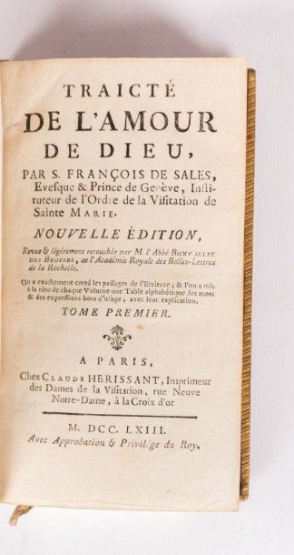 null SAINT FRANCOIS DE SALLE - Amour de Dieu - Paris Herissant 1763 - reliure plein...