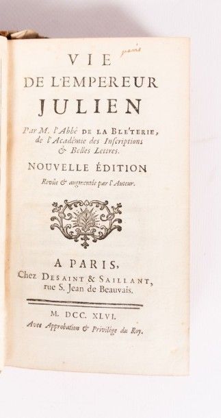null LA BLETERIE Abbé de - Vie de l'Empereur Julien - Paris Desaint & Saillant 1746...