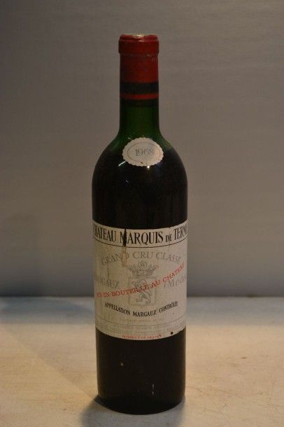 null 1 Blle	CH. MARQUIS DE TERME	Margaux GCC	1968

	Et. un peu tachée (1 petite déchirure)....