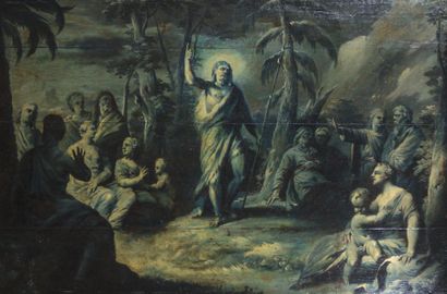null École française du XVIIIème siècle

Saint Jean-Baptiste annonçant la venue du

Messie

Huile...
