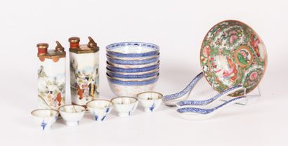 null CHINE

Lot composé de cinq bols en porcelaine à décor blanc/bleu et trois cuillères...