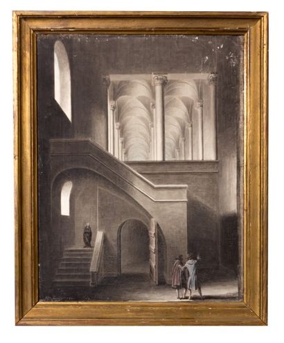 null École française du XIXème siècle

Intérieurs d'église

Deux huiles sur toiles

Signées...