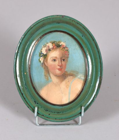 null École française du XIXème siècle

Portrait de jeune fille à la couronne de fleurs

Huile...