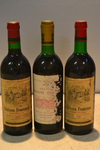 null Lot de 3 blles comprenant:		

2 Blles	CH. FRONTENAC	Bordeaux	1975

1 Blle	DOMAINE...
