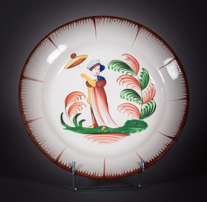 null LES ISLETTES

Assiette en faïence à décor polychrome dit "Madame Bernard à l'ombrelle"...