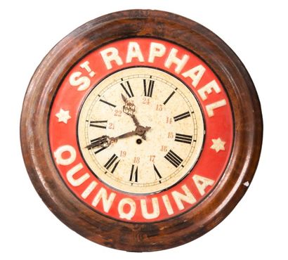 null Pendule publicitaire de forme ronde marquée St Raphael Quinquina en tôle et...